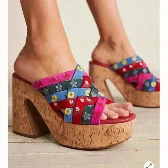 Free People Lisbon Platform Mules Size 8.5 - Picture 5 of 10